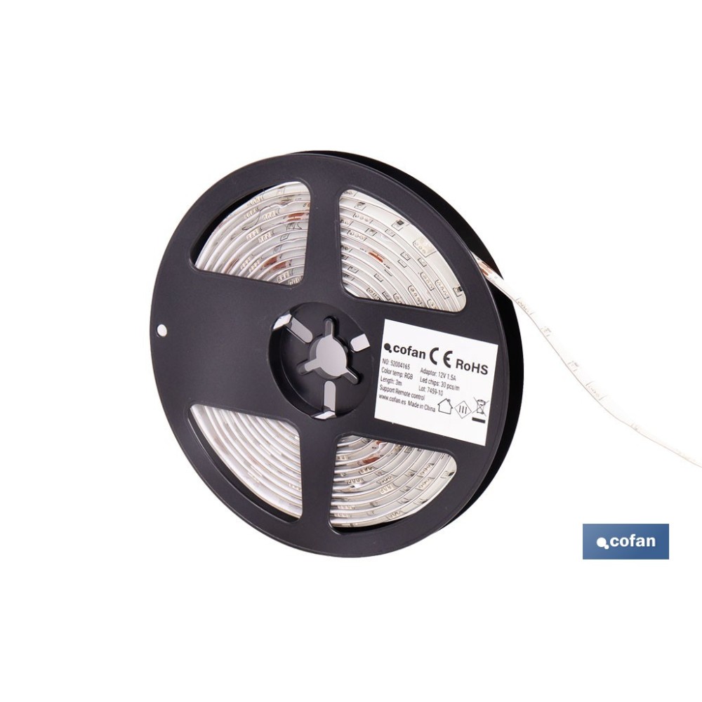 TIRA LED 12 V IP65 CON CONTROL REMOTO 3 M