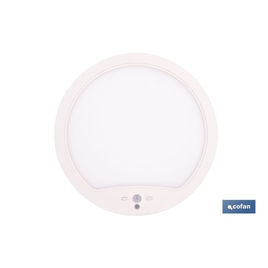 DOWNLIGHT DE SUPERFICIE BLANCO CON SENSOR DE PRESENCIA Y CREPUSCULAR 18 W Ø230 MM