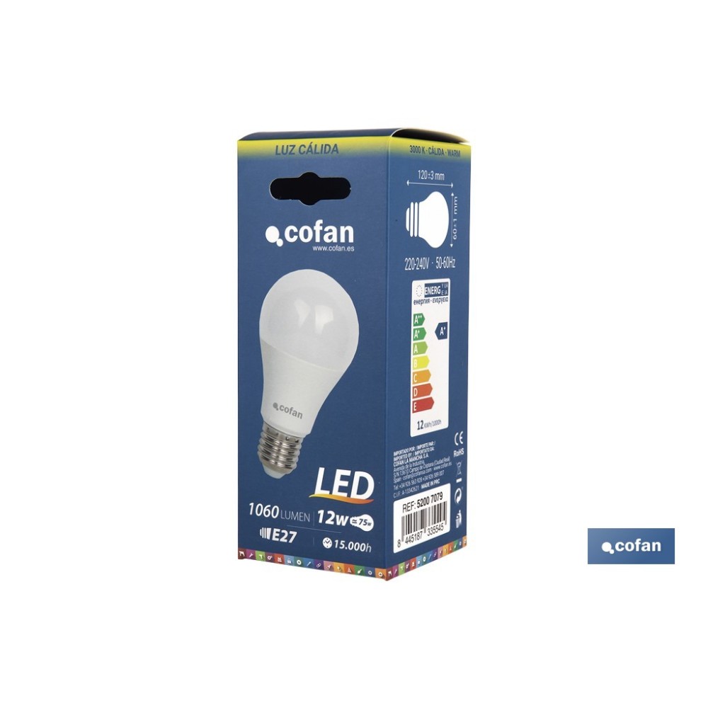 BOMBILLA LED 12W CLASIC 240º 1.050LM 3000K