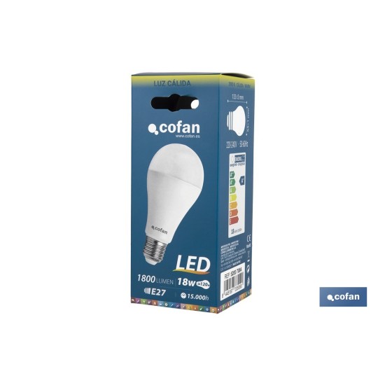 BOMBILLA LED STD 18W E27 240º 1.800LM 3000K