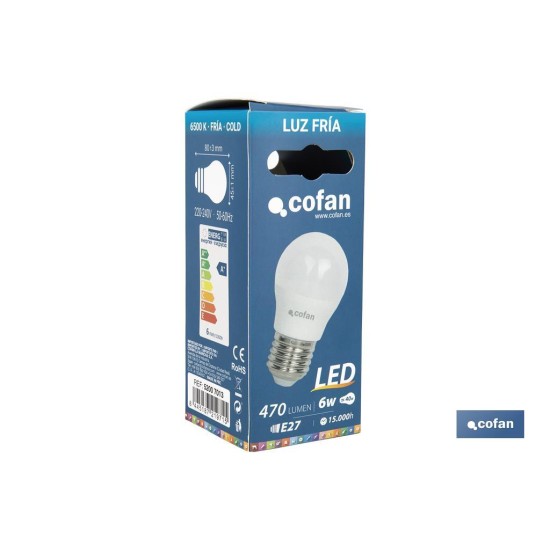 BOMBILLA LED 8 W ESFÉRICA E27 220° 810 LM 4000 K