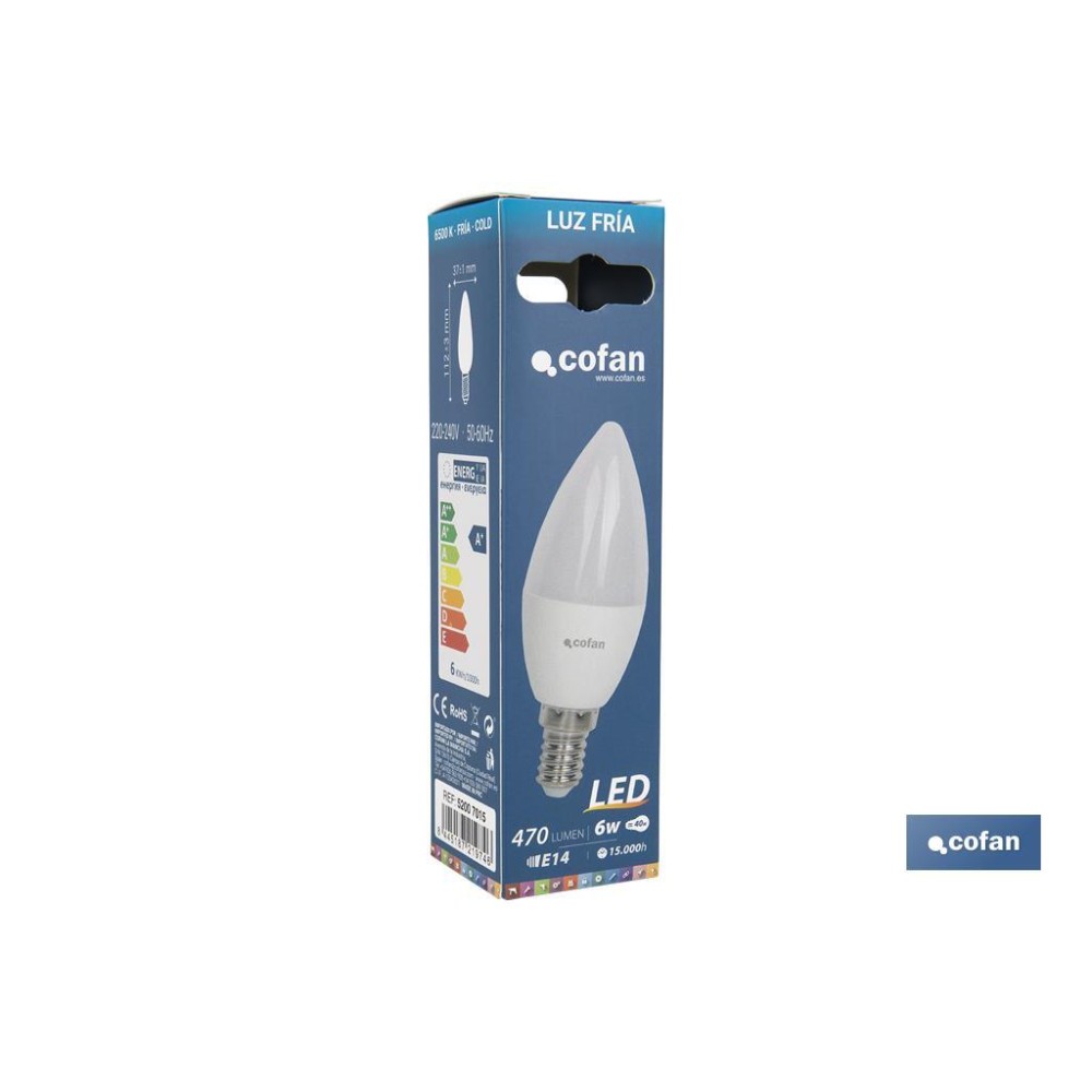 BOMBILLA LED 8W VELA E14 220º 810LM 4000K