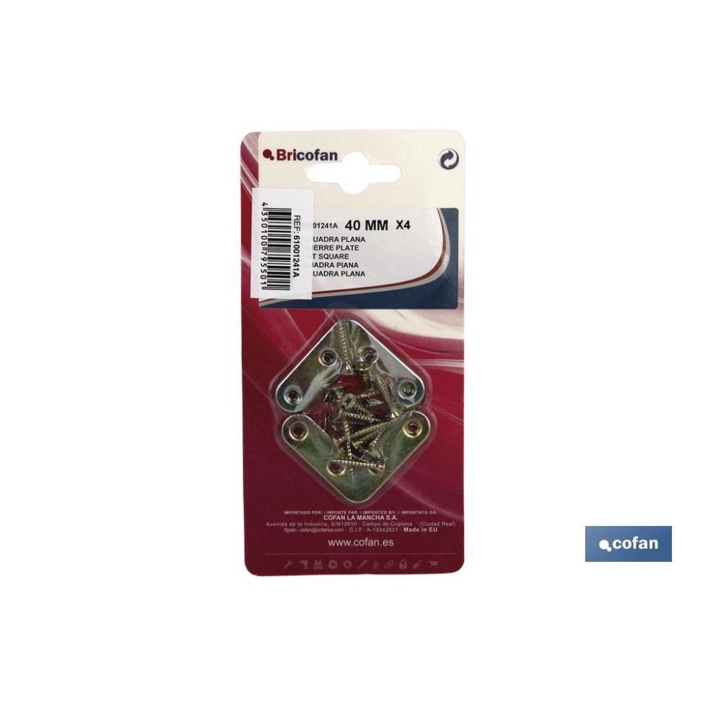 4 UDS. ESCUADRA PLANA 40 MM VENTA UNITARIA