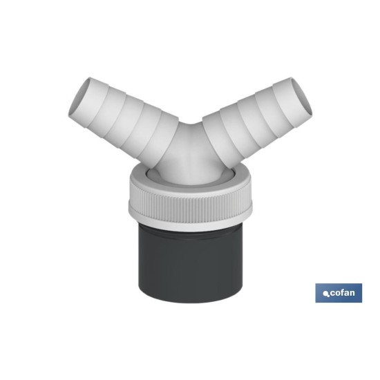 CONEXIÓN PVC Ø40 MM CON DOBLE TOMA AUXILIAR PARA ELECTRODOMÉSTICOS