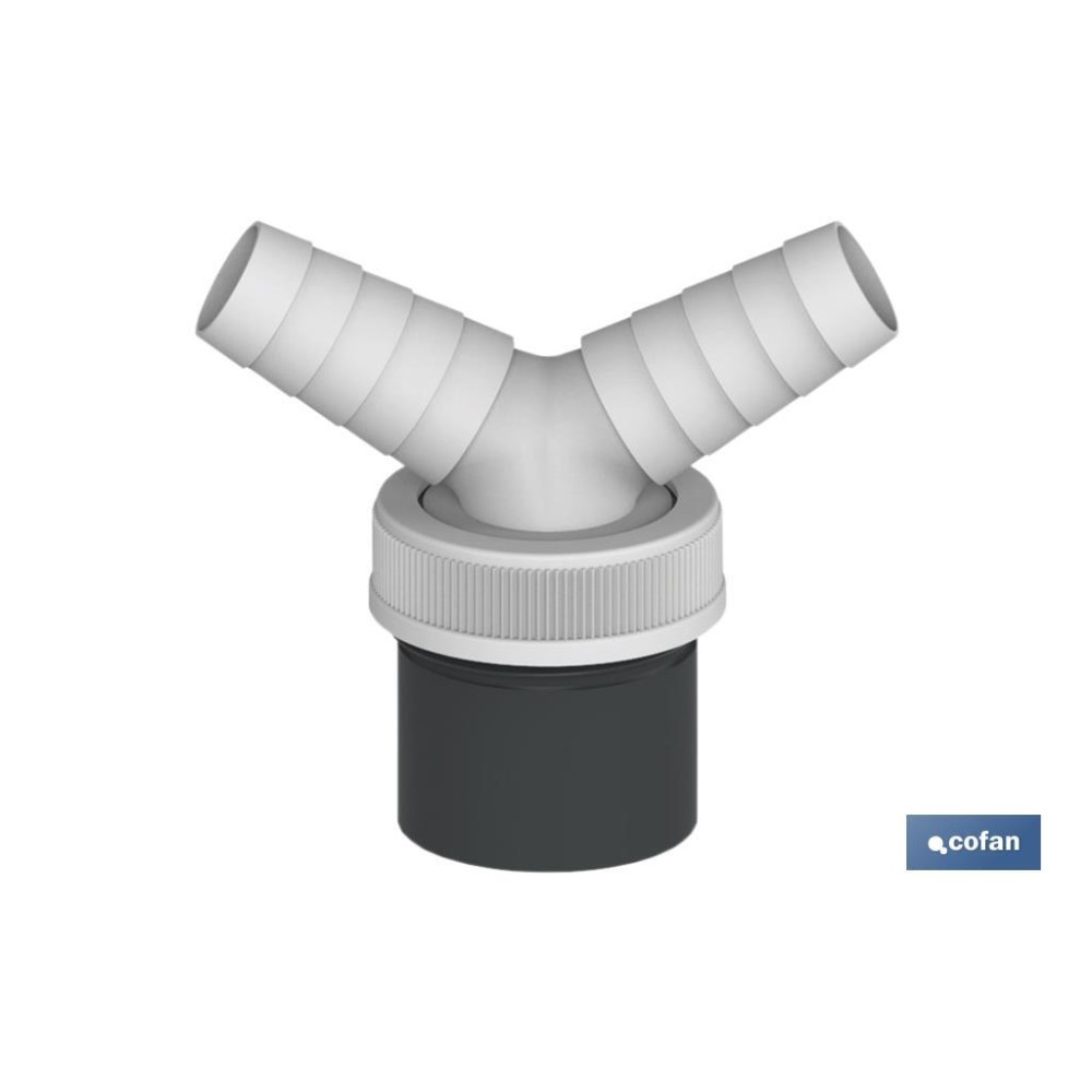CONEXIÓN PVC Ø40 MM CON DOBLE TOMA AUXILIAR PARA ELECTRODOMÉSTICOS