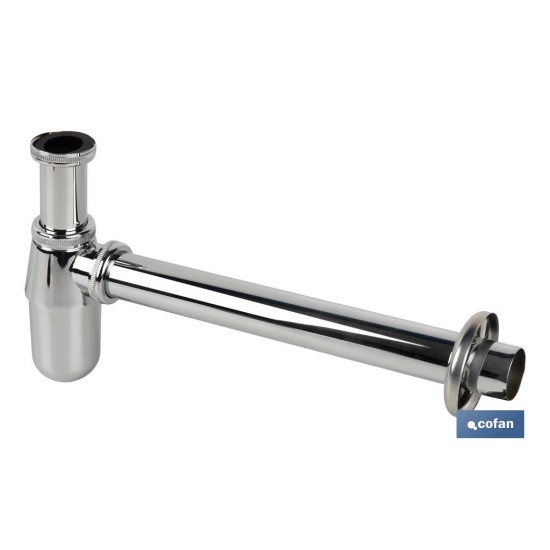 SIFÓN BOTELLA CROMADO SALIDA Ø32-40 330 MM Y RACOR 1 1/4