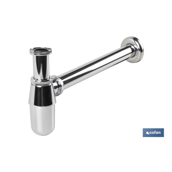 SIFÓN BOTELLA CROMADO SALIDA Ø32-40 330 MM Y RACOR 1 1/4