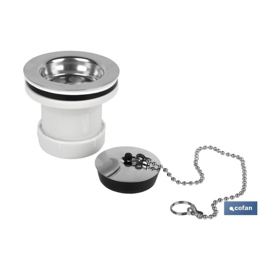 VÁLVULA LAVABO-BIDÉ 1 1/2 x 70 TAPÓN METÁLICO