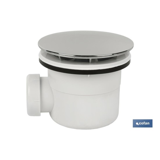 VÁLVULA SIFÓNICA PLATO DE DUCHA Ø60 MM CON SALIDA Ø32-40 MM Y EMBELLECEDOR CROMADO