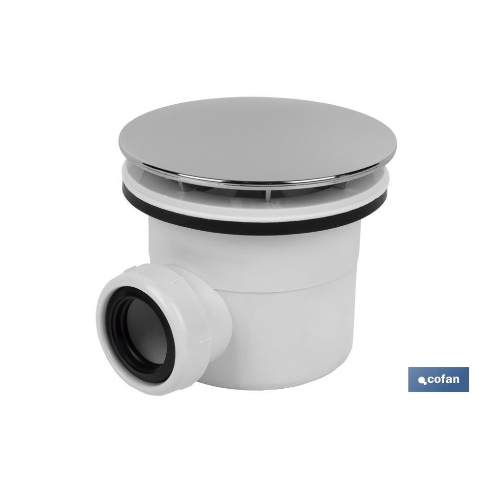 VÁLVULA SIFÓNICA PLATO DE DUCHA Ø60 MM CON SALIDA Ø32-40 MM Y EMBELLECEDOR CROMADO
