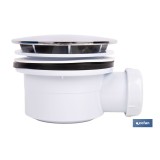 VÁLVULA SIFÓNICA PLATO DE DUCHA Ø90 MM CON SALIDA Ø32-40 MM Y EMBELLECEDOR CROMADO ALTURA 64 MM