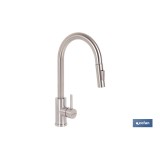 GRIFO DE COCINA DE ACERO INOX. CON MANGUERA EXTENSIBLE Y 2 FUNCIONES 400 X 220 X 54 MM