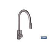 GRIFO DE COCINA ANTRACITA DE ACERO INOX. CON MANGUERA EXTENSIBLE Y 2 FUNCIONES 400 X 220 X 54 MM