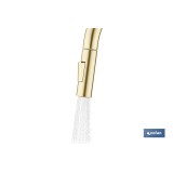 GRIFO DE COCINA CEPILLADO DORADO DE ACERO CON MANGUERA EXTENSIBLE Y 2 FUNCIONES 400 X 220 X 54 MM