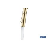 GRIFO DE COCINA CEPILLADO DORADO DE ACERO CON MANGUERA EXTENSIBLE Y 2 FUNCIONES 400 X 220 X 54 MM