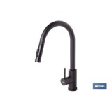 GRIFO DE COCINA DE ACERO NEGRO CON MANGUERA EXTENSIBLE Y 2 FUNCIONES 390 X 250 X 54 MM