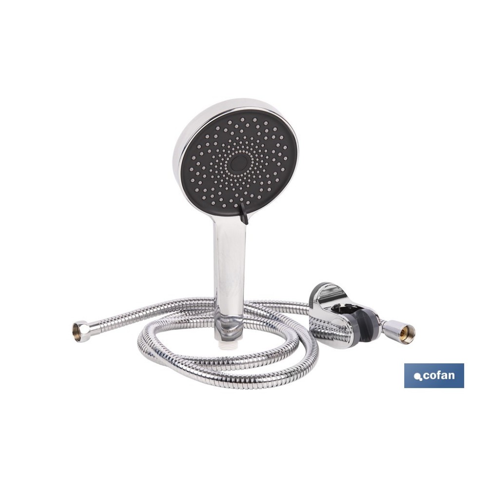 KIT DE DUCHA REDONDA CROMADO CON 3 FUNCIONES 125 X 280 MM