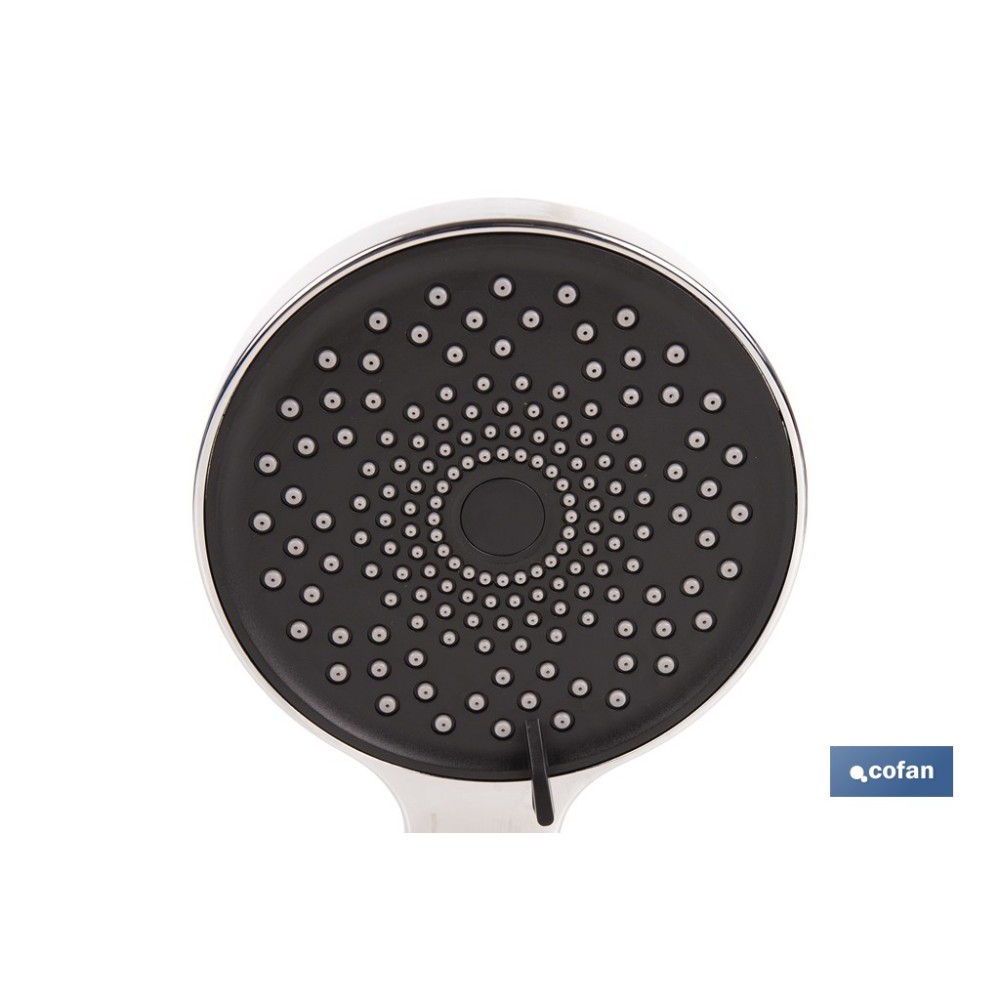 KIT DE DUCHA REDONDA CROMADO CON 3 FUNCIONES 125 X 280 MM