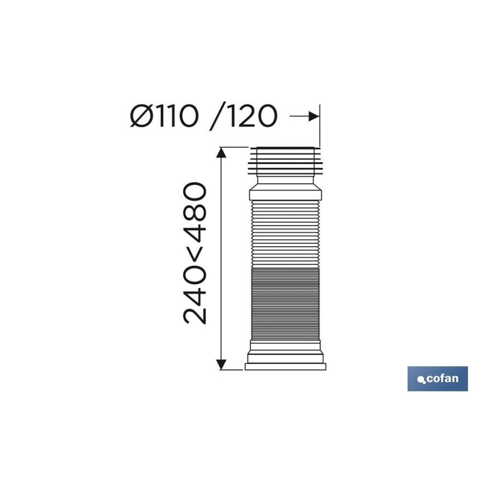 MANGUITO DE CONEXIÓN EXTENSIBLE PARA INODORO Ø110 - 120 MM
