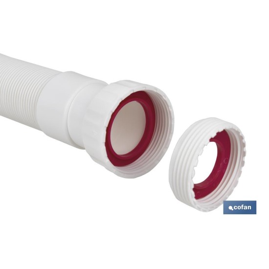 TUBO FLEXIBLE BLANCO 1 1/2 CON REDUCTOR 1 1/4 Ø32-40 330-690 MM