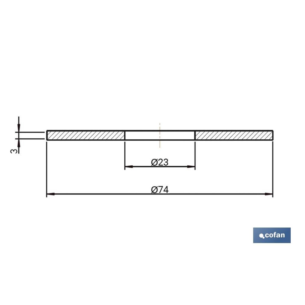 GOMA Ø23 x Ø74 x 3 MM CIERRE SIN CUELLO PARA DESCARGADOR CISTERNA BAJA