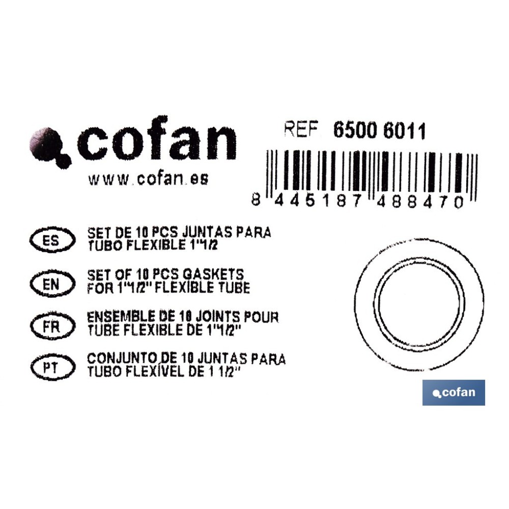 SET DE 10 PCS JUNTAS PARA TUBO FLEXIBLE 1 1/2