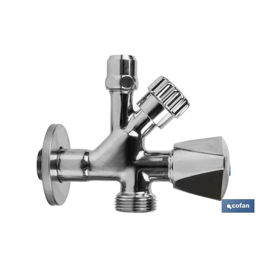 VÁLVULA DE ESCUADRA 1/2 x 3/4 x 3/8 MODELO COMBI