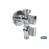 VÁLVULA DE ESCUADRA 1/2 x 3/4 x 3/8 DOBLE SALIDA
