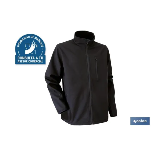 CHAQUETA SOFT SHELL NEGRA LISTER 340g/m TALLA XXL
