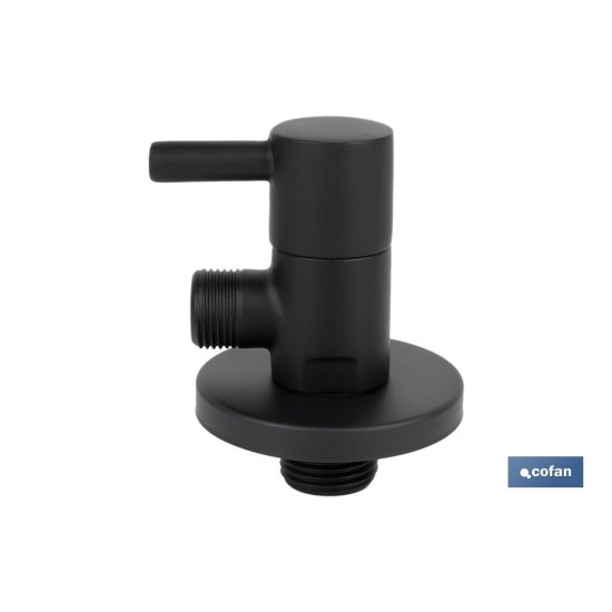VÁLVULA DE ESCUADRA 1/2 x 3/8 MODELO LUX NEGRA