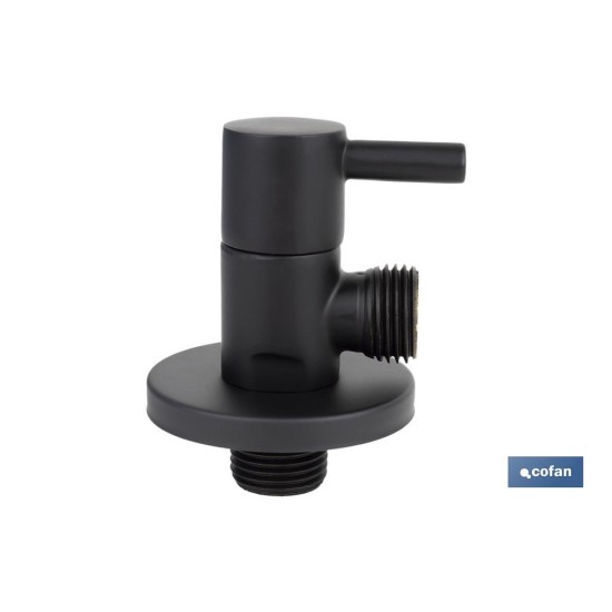 VÁLVULA DE ESCUADRA 1/2 x 1/2 MODELO LUX NEGRA