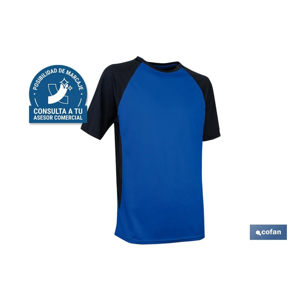 CAMISETA TRANSPIRABLE MODELO PILOTE AZUL-NEGRA 160 g/m2 TALLA-L