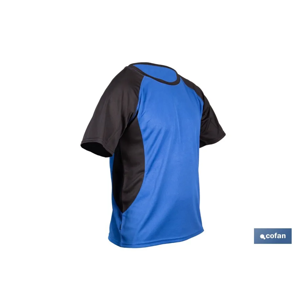 CAMISETA TRANSPIRABLE MODELO PILOTE AZUL-NEGRA 160 g/m2 TALLA-L
