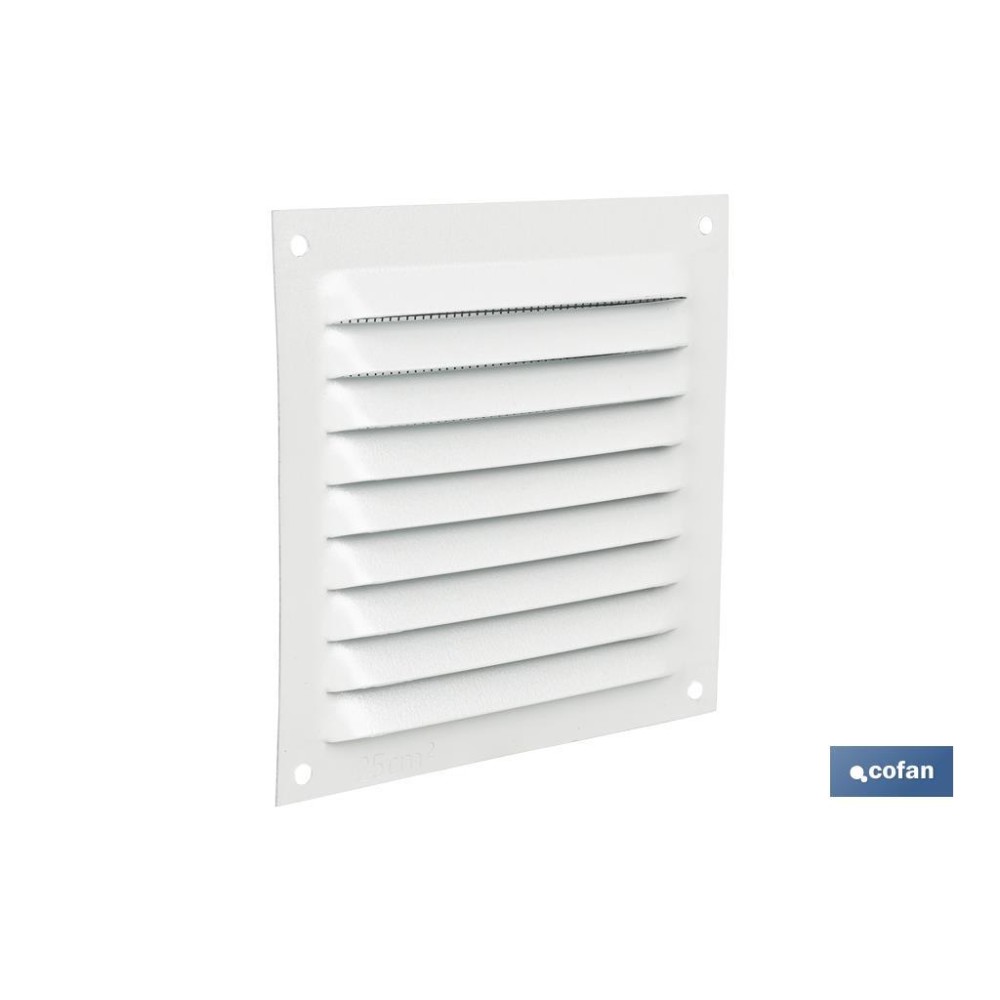 REJILLA DE VENTILACIÓN ALUMINIO BLANCO CON MOSQUITERA 10 X 10 CM