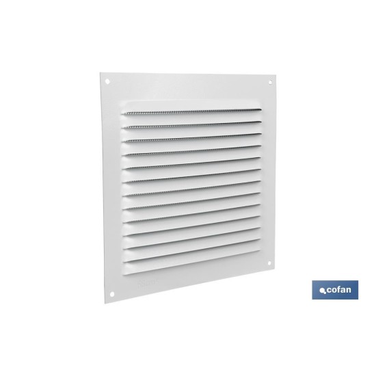 REJILLA DE VENTILACIÓN ALUMINIO BLANCO CON MOSQUITERA 15 X 15 CM