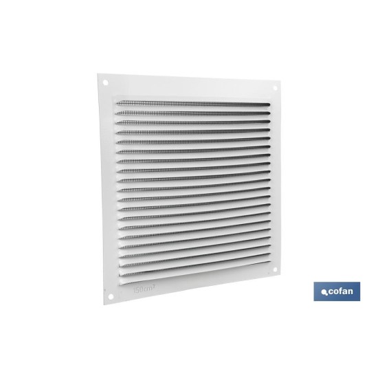 REJILLA DE VENTILACIÓN ALUMINIO BLANCO CON MOSQUITERA 17 X 17 CM