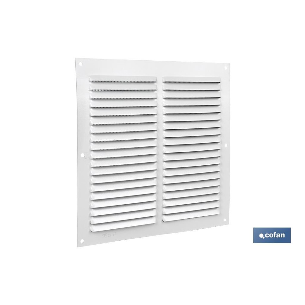 REJILLA DE VENTILACIÓN ALUMINIO BLANCO CON MOSQUITERA 20 X 20 CM