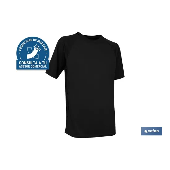 CAMISETA TRANSPIRABLE MODELO PILOTE NEGRA 160 g/m2 TALLA-S