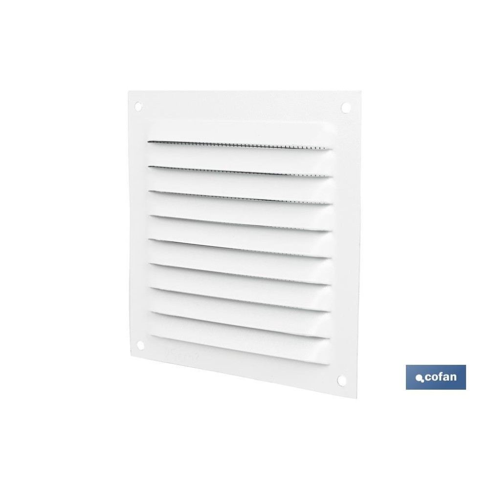 REJILLA DE VENTILACIÓN ALUMINIO BLANCO CON MOSQUITERA 30 X 30 CM