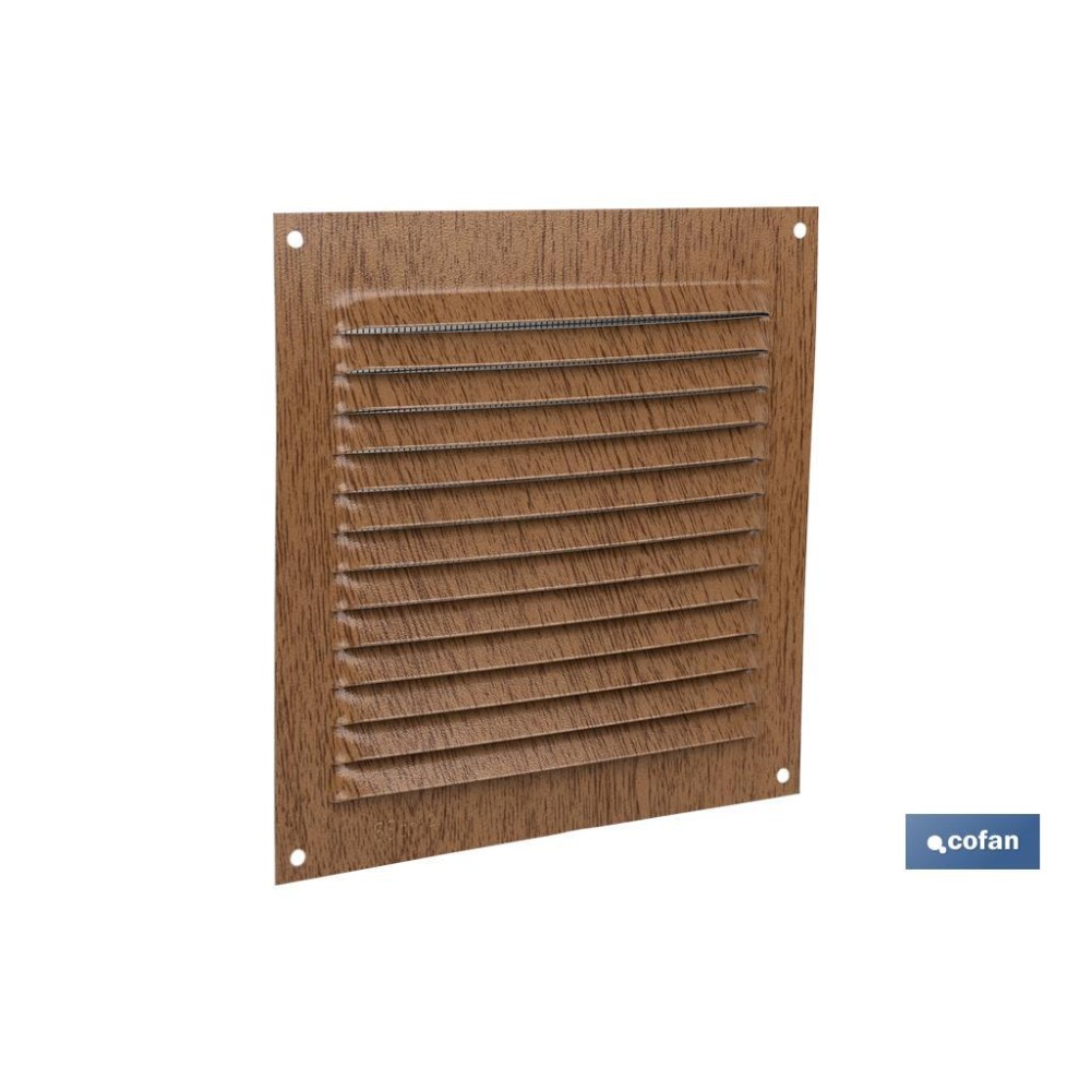 REJILLA DE VENTILACIÓN ALUMINIO MADERA CON MOSQUITERA 15 X 15 CM