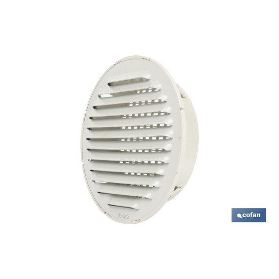 REJILLA DE VENTILACIÓN ALUMINIO-ABS BLANCO PARA EMPOTRAR A TUBO Ø12 CM