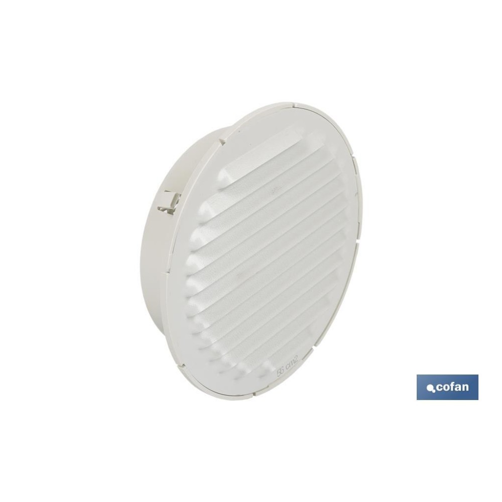 REJILLA DE VENTILACIÓN ALUMINIO-ABS BLANCO PARA EMPOTRAR A TUBO Ø12 CM