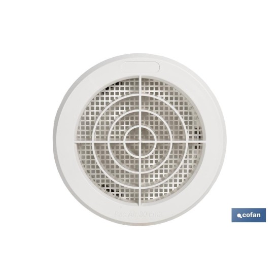 REJILLA DE VENTILACIÓN ABS BLANCO PARA EMPOTRAR A TUBO CON CLIP Ø10-11 CM