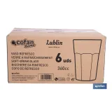 PACK 6 UDS VASO REFRESCO 36 CL MODELO LUBLIN