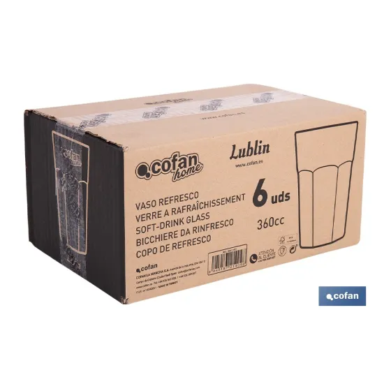 PACK 6 UDS VASO REFRESCO 36 CL MODELO LUBLIN