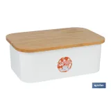 PANERA CON TAPA DE BAMBÚ COLOR BLANCO/MADERA 36 X 24 X13 CM