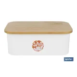 PANERA CON TAPA DE BAMBÚ COLOR BLANCO/MADERA 36 X 24 X13 CM