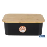 PANERA CON TAPA DE BAMBÚ COLOR NEGRO/MADERA 36 X 24 X13 CM