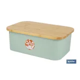PANERA CON TAPA DE BAMBÚ COLOR VERDE/MADERA 36 X 24 X13 CM