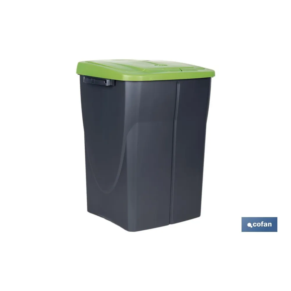 CUBO DE BASURA PARA RECICLAR 45 LITROS  COLOR VERDE 36.5 X 36 X 51  CM